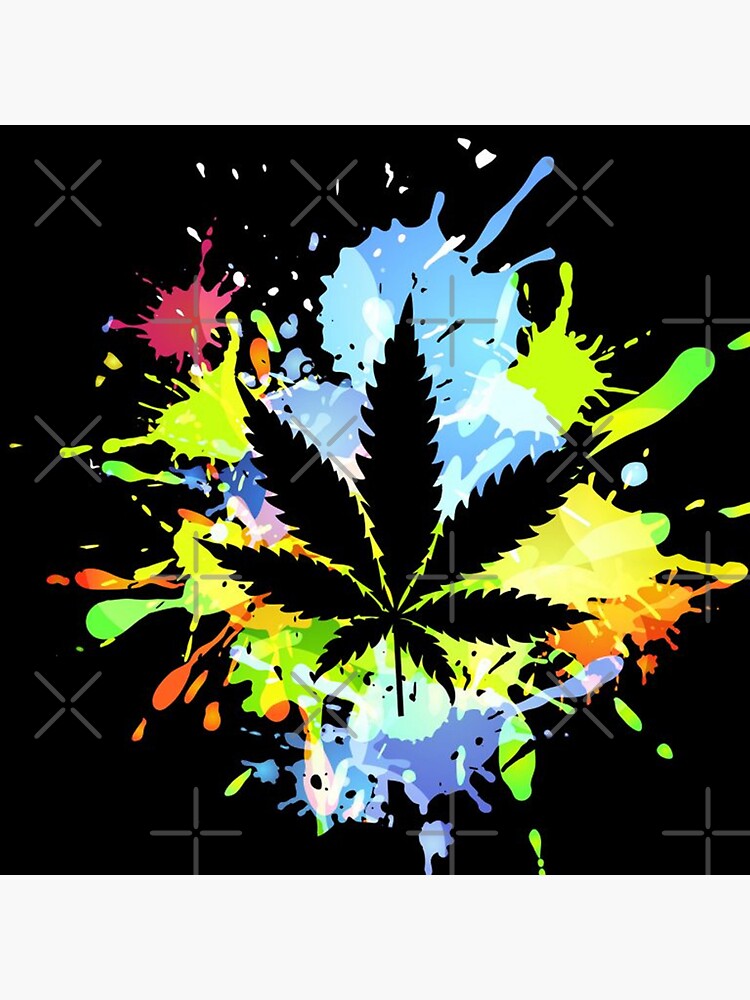 "Cannabis Weed Leaf Colorful Paint Art 420 Design" Sticker by Desire