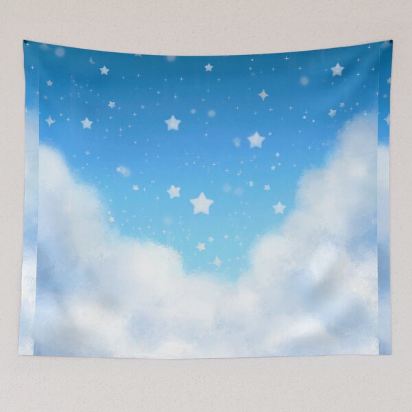 Item preview, White puffy clouds w/ starry sky designed and sold by AquariusGems.