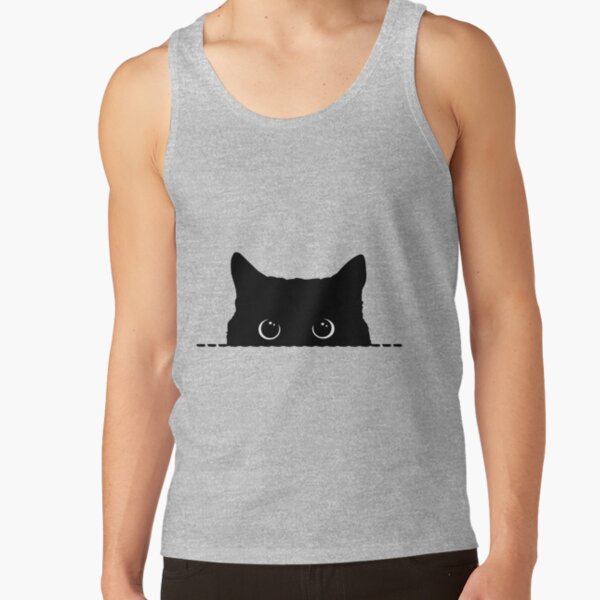 Vista previa del artículo con la obra «Gato negro asomando», diseñado y vendido por nameonshirt.