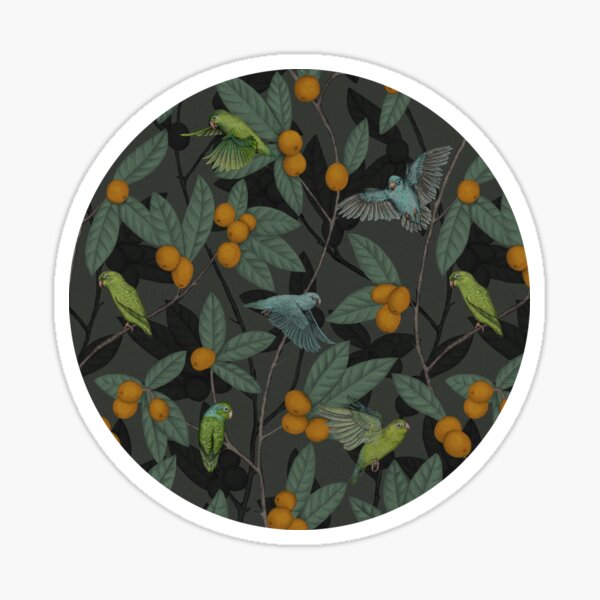 Item preview, Green & Turquoise Parrotlets and Orange Loquats designed and sold by somecallmebeth.
