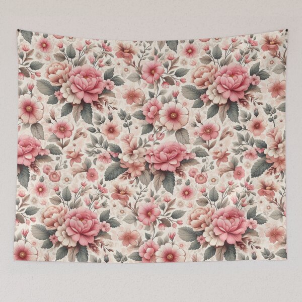 Artikelvorschau, Wiederholtes Muster Rosa Blumen entworfen und verkauft von Myra365Art.