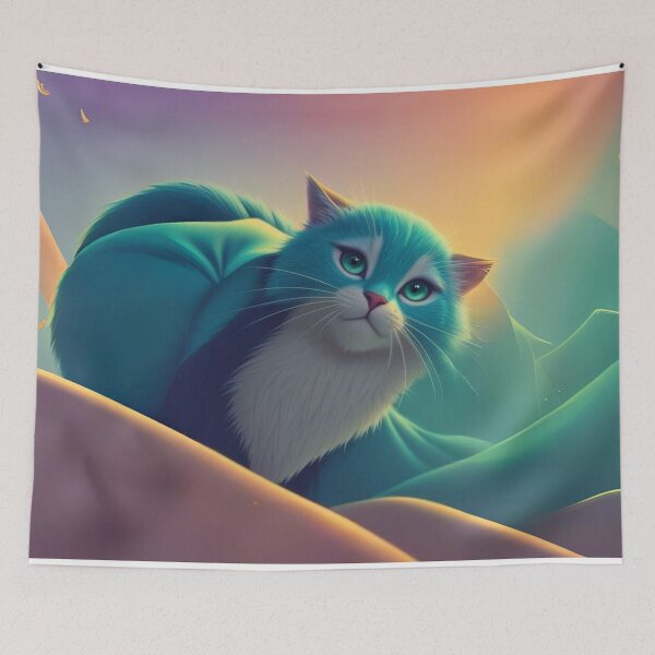 Item preview, Teal Cat Among Blue Mountains designed and sold by Namelesssss458.