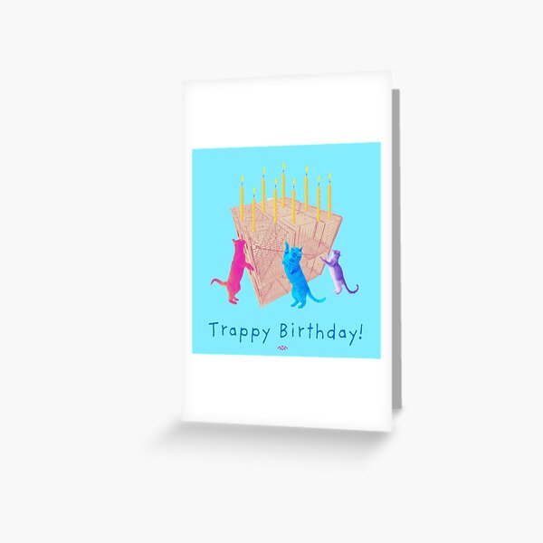 Item preview, Blue Trappy Birthday Card TNR Feral Cat designed and sold by 1Felinophile.