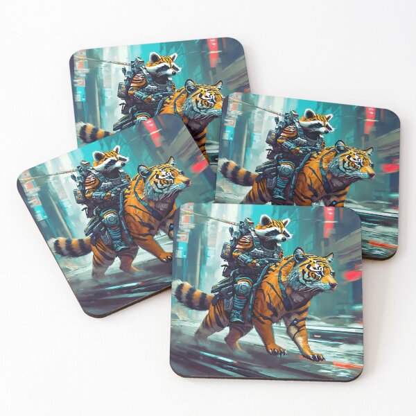 Item preview, Raccoon and tiger futuristic apocalypse designed and sold by Astralia.