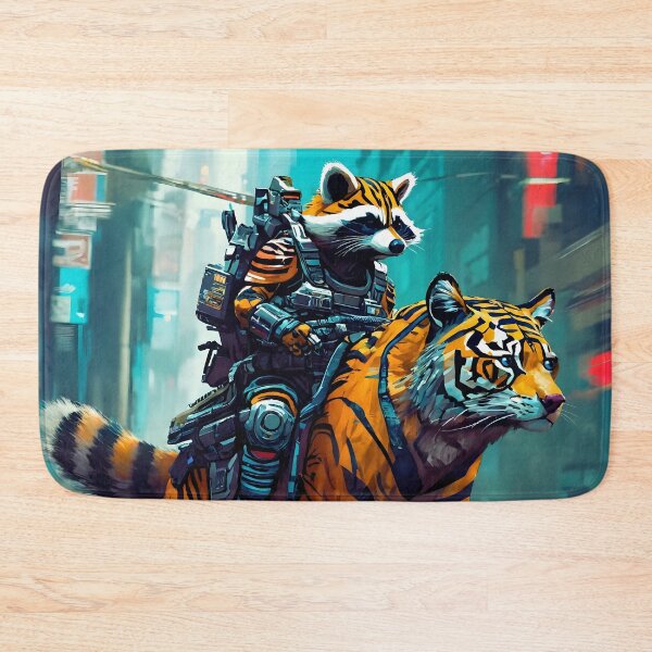 Item preview, Raccoon and tiger futuristic apocalypse designed and sold by Astralia.