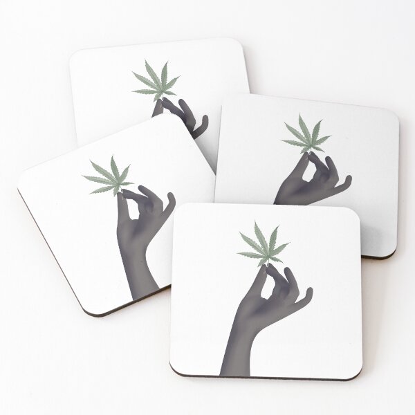 Item preview, A hand holding cannabis leaves designed and sold by momoxsama.