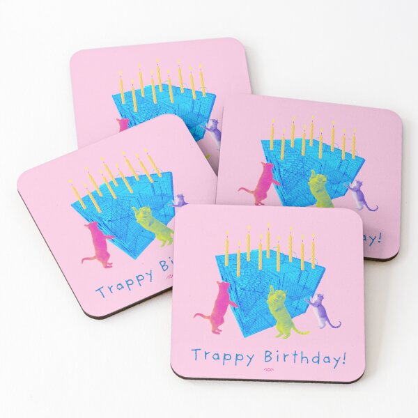 Item preview, Pink Trappy Birthday Card TNR Feral Cat designed and sold by 1Felinophile.