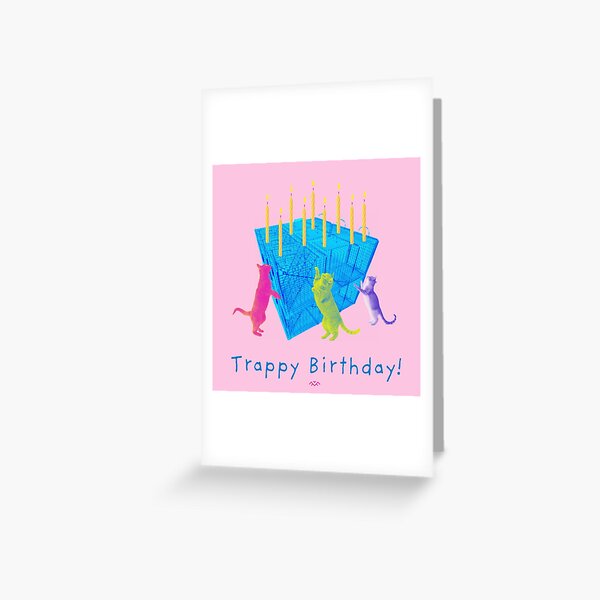 Item preview, Pink Trappy Birthday Card TNR Feral Cat designed and sold by 1Felinophile.