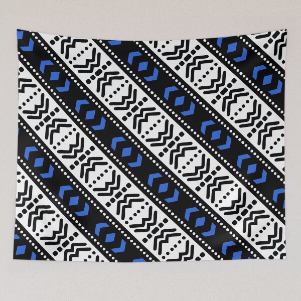 Item preview, African Black, Blue and White Bogolan Design designed and sold by funkyvibes.