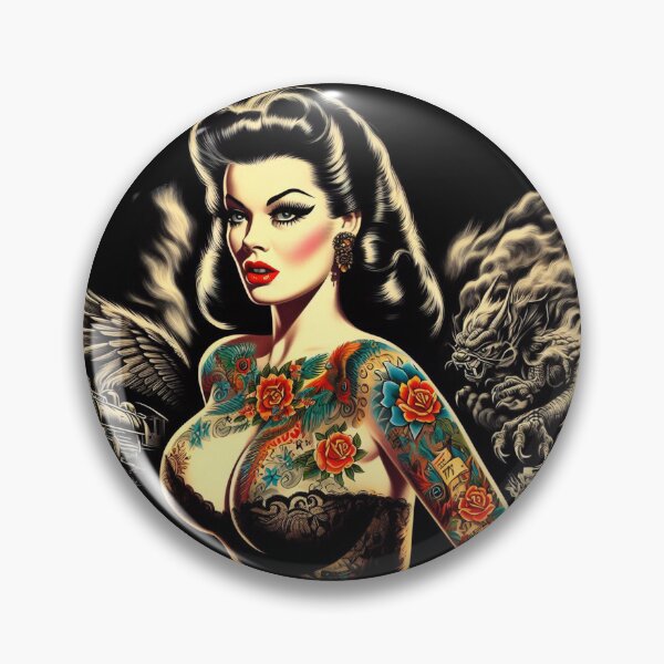 Item preview, Hot Vintage Tattoo Pin-up designed and sold by PulpVintage.