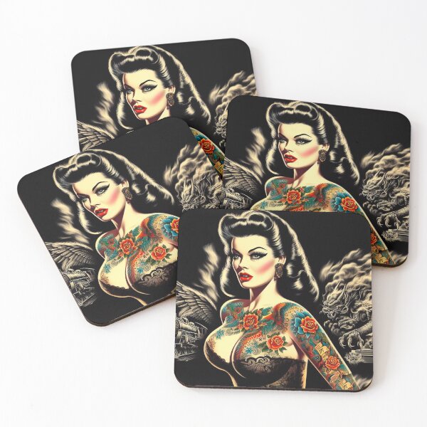 Item preview, Hot Vintage Tattoo Pin-up designed and sold by PulpVintage.