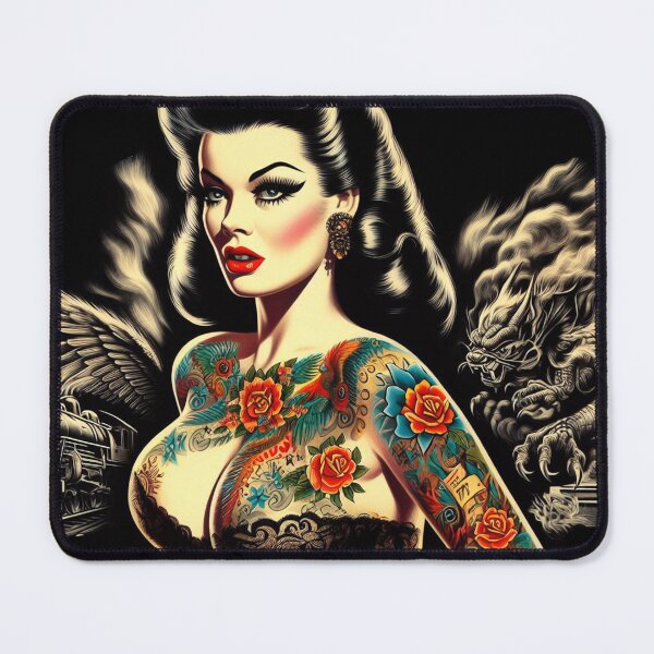 Item preview, Hot Vintage Tattoo Pin-up designed and sold by PulpVintage.