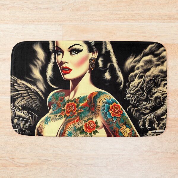Item preview, Hot Vintage Tattoo Pin-up designed and sold by PulpVintage.