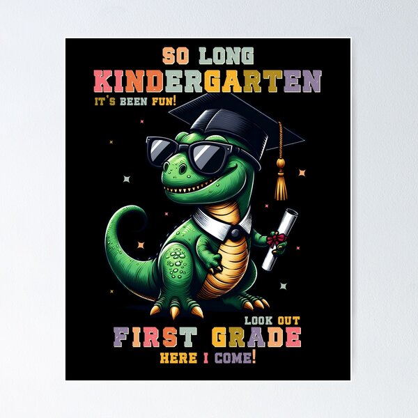 Item preview, So Long Kindergarten 1st Grade Dinosaur Graduation 24 retro designed and sold by MTRBSK11.