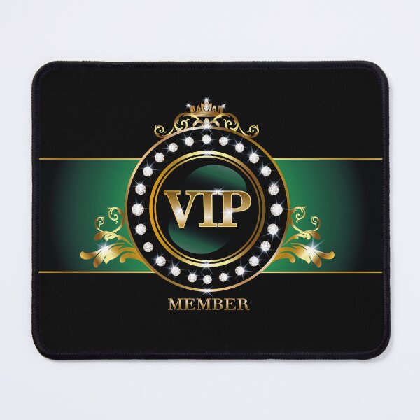 Item preview, VIP member, design casino theme with trick on the black-green background, gold, label,  designed and sold by NatalkaP.