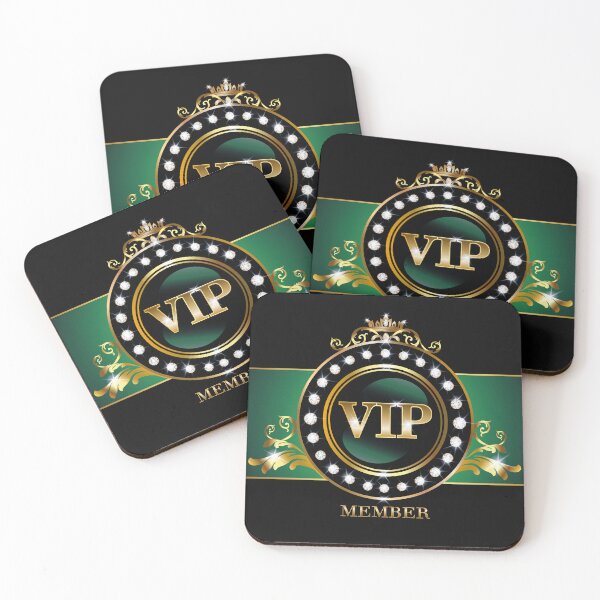 Item preview, VIP member, design casino theme with trick on the black-green background, gold, label,  designed and sold by NatalkaP.