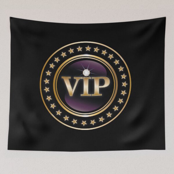Item preview, VIP, member, trick, casino theme, sticker design, gold, black, purple colours, illustration designed and sold by NatalkaP.
