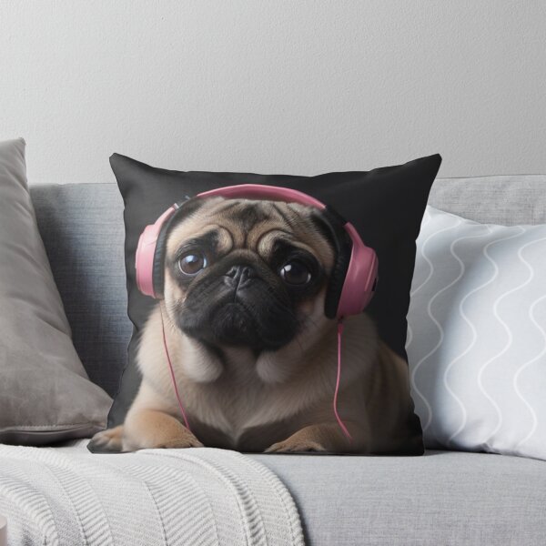 Item preview, beautiful girl pug listening to music  designed and sold by melyD74.