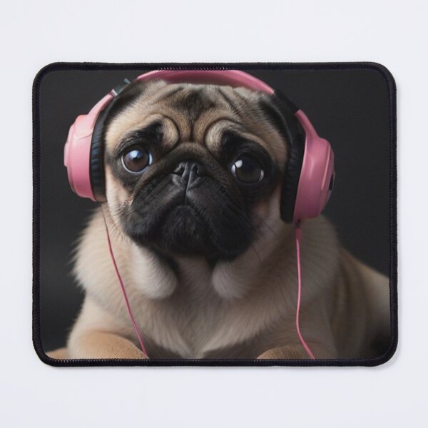 Item preview, beautiful girl pug listening to music  designed and sold by melyD74.