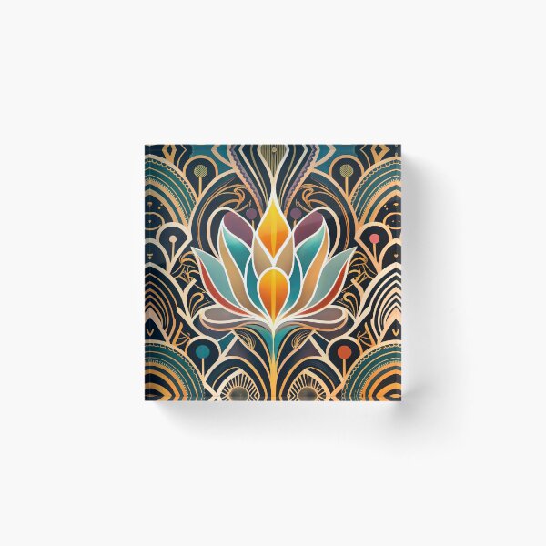 Item preview, Lotus Flower Art Deco Classic Floral Illustrations designed and sold by Tamas Das.