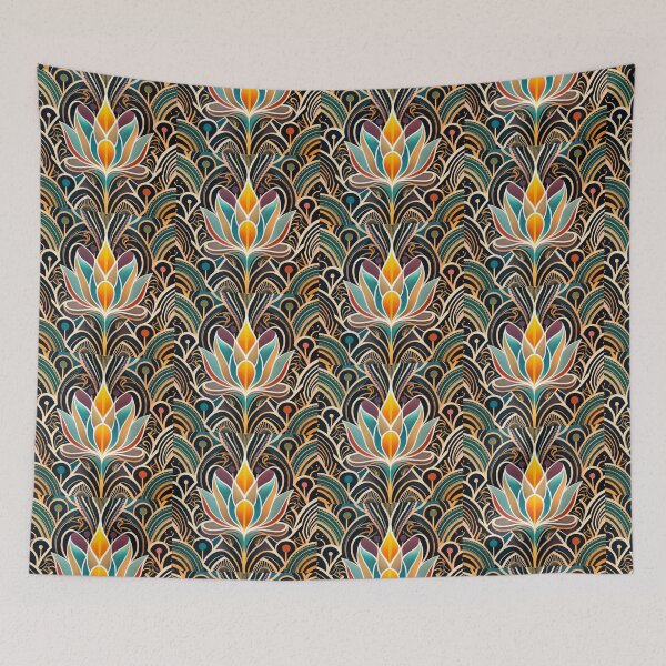Item preview, Lotus Flower Art Deco Classic Floral Illustrations designed and sold by Tamas Das.
