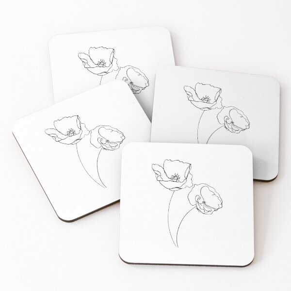 Item preview, Poppies line art designed and sold by PeachyLitchi.