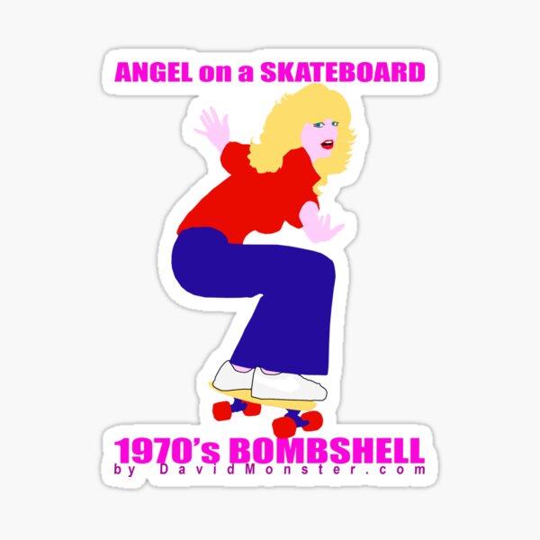 Angel On A Skateboard - 1970's Blonde Bombshell Silhouette Sticker