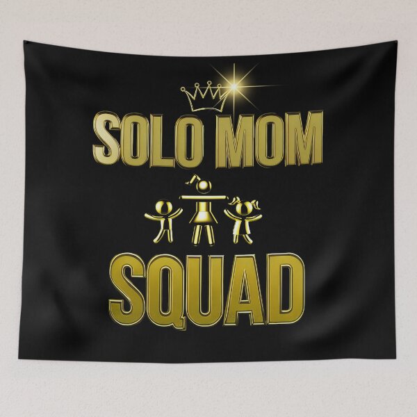 Item preview, SOLO MOM SQUAD in GOLD | Bold Minimalist Font Mom with Child Gold Icon Stickers and Apparels designed and sold by CanvasThread.