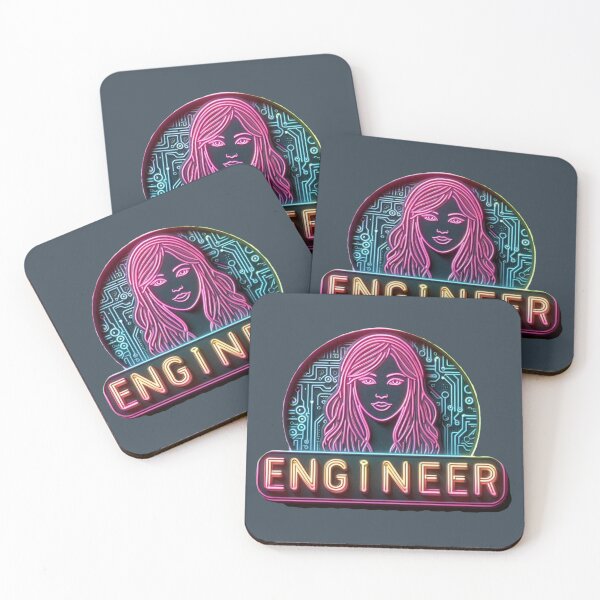 Item preview, Girl Engineer | Neon Art on Charcoal Gray designed and sold by simpleones.