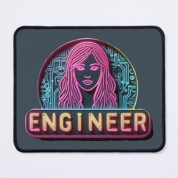Item preview, Girl Engineer | Neon Art on Charcoal Gray designed and sold by simpleones.