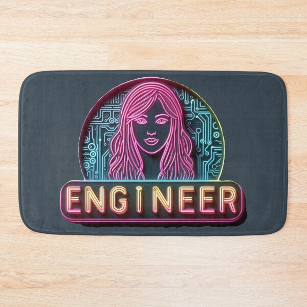 Item preview, Girl Engineer | Neon Art on Charcoal Gray designed and sold by simpleones.