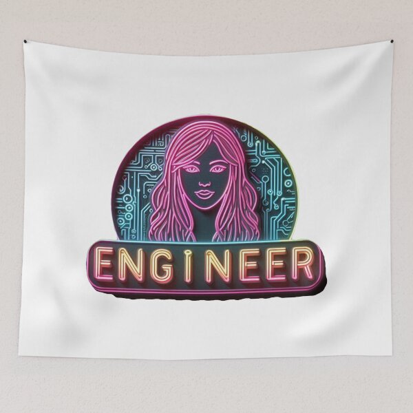 Item preview, Girl Engineer | Neon Art on White designed and sold by simpleones.