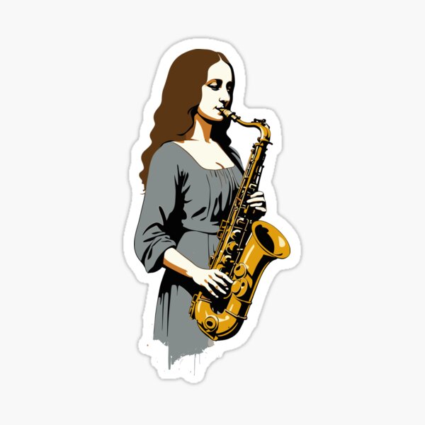 Item preview, Vintage Mona Lisa Funny Saxophone Jazz Design designed and sold by LuminOrb.