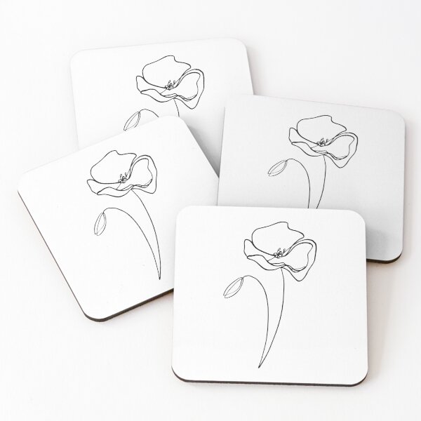 Item preview, Single poppy line art designed and sold by PeachyLitchi.