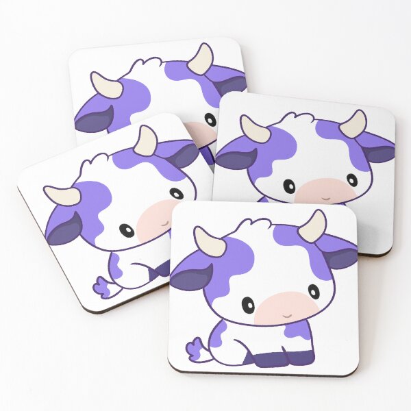 Item preview, cute cow purple kawaii cow designed and sold by vandepasch.