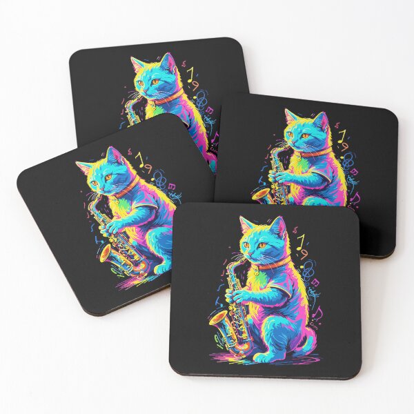 Item preview, Saxophonist Cat Funny Saxophone Jazz Design designed and sold by LuminOrb.