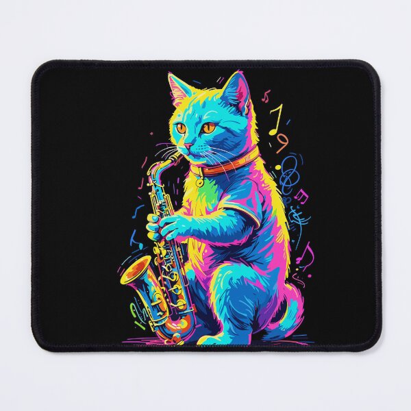 Item preview, Saxophonist Cat Funny Saxophone Jazz Design designed and sold by LuminOrb.