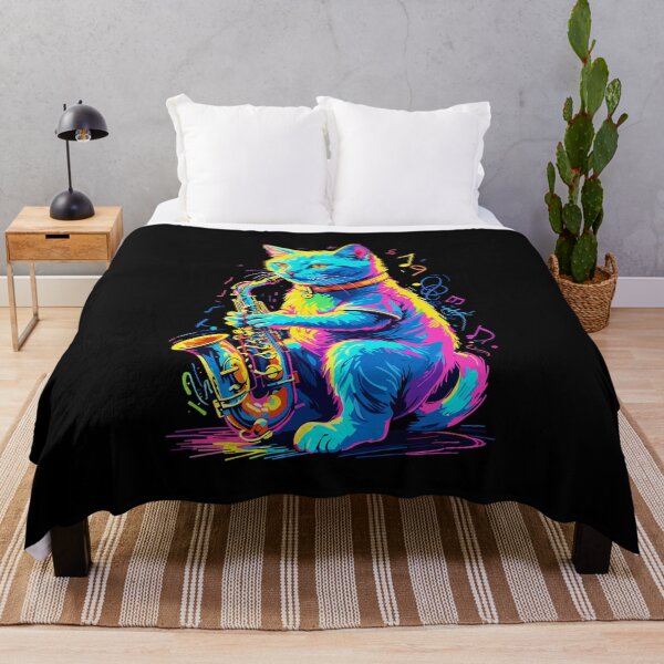 Item preview, Saxophonist Cat Funny Saxophone Jazz Design designed and sold by LuminOrb.