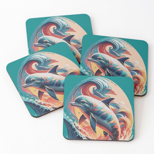 Item preview, Colorful Bottlenose Dolphin Breaching - Ocean Wildlife Art designed and sold by BNCH44.