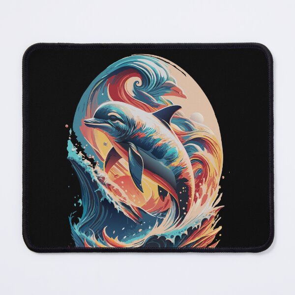 Item preview, Colorful Bottlenose Dolphin Breaching - Ocean Wildlife Art designed and sold by BNCH44.