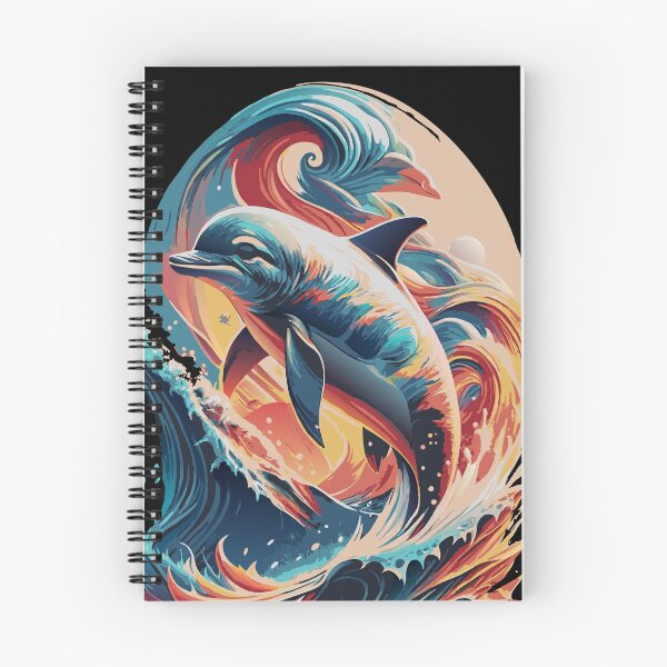 Item preview, Colorful Bottlenose Dolphin Breaching - Ocean Wildlife Art designed and sold by BNCH44.