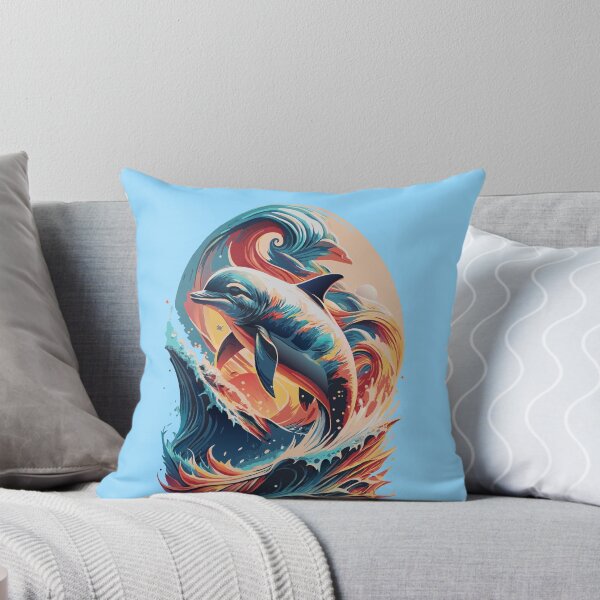 Item preview, Colorful Bottlenose Dolphin Breaching - Ocean Wildlife Art designed and sold by BNCH44.
