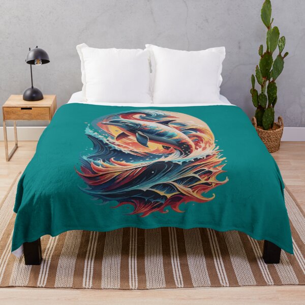 Item preview, Colorful Bottlenose Dolphin Breaching - Ocean Wildlife Art designed and sold by BNCH44.