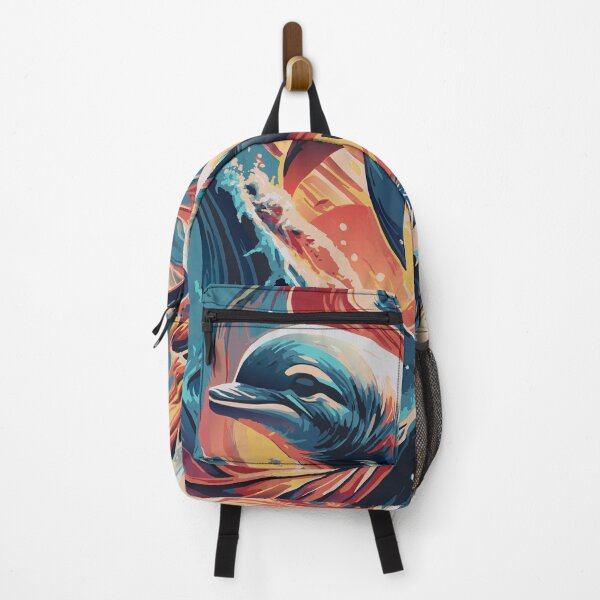 Item preview, Colorful Bottlenose Dolphin Breaching - Ocean Wildlife Art designed and sold by BNCH44.