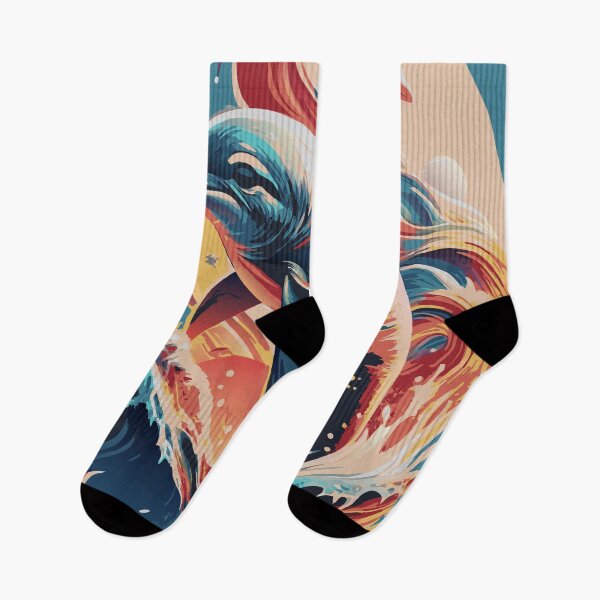 Item preview, Colorful Bottlenose Dolphin Breaching - Ocean Wildlife Art designed and sold by BNCH44.