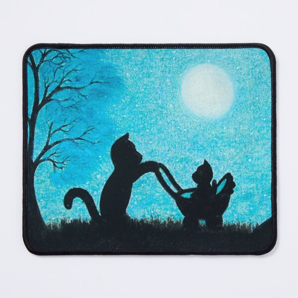 Item preview, Cat and Kitten, New Baby, Moon, Blue Tree designed and sold by ClaudinesArt.