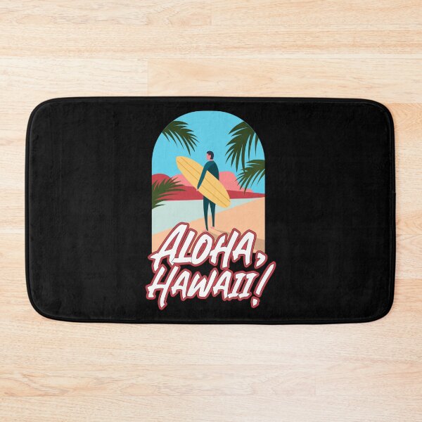 Item preview, Man Holding A Surfboard And Aloha Hawaii Word designed and sold by Luxuriously.