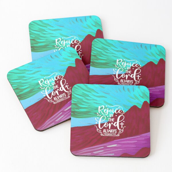 Item preview, Bible Verses About Faith - Philippians 4:4  - Turquoise Blue Preppy Colorful Mountains designed and sold by SpartanDStore.