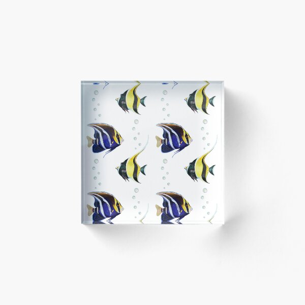 Item preview, Simple seamless pattern of yellow and blue tropical fish, starfish designed and sold by Ekalininart.