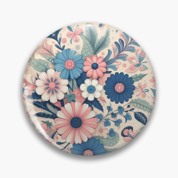 Item preview, Preppy Blue and Pink Flower Pattern designed and sold by JulieSouster.